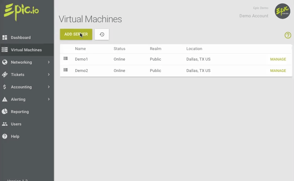 Epic.io Virtual Machines